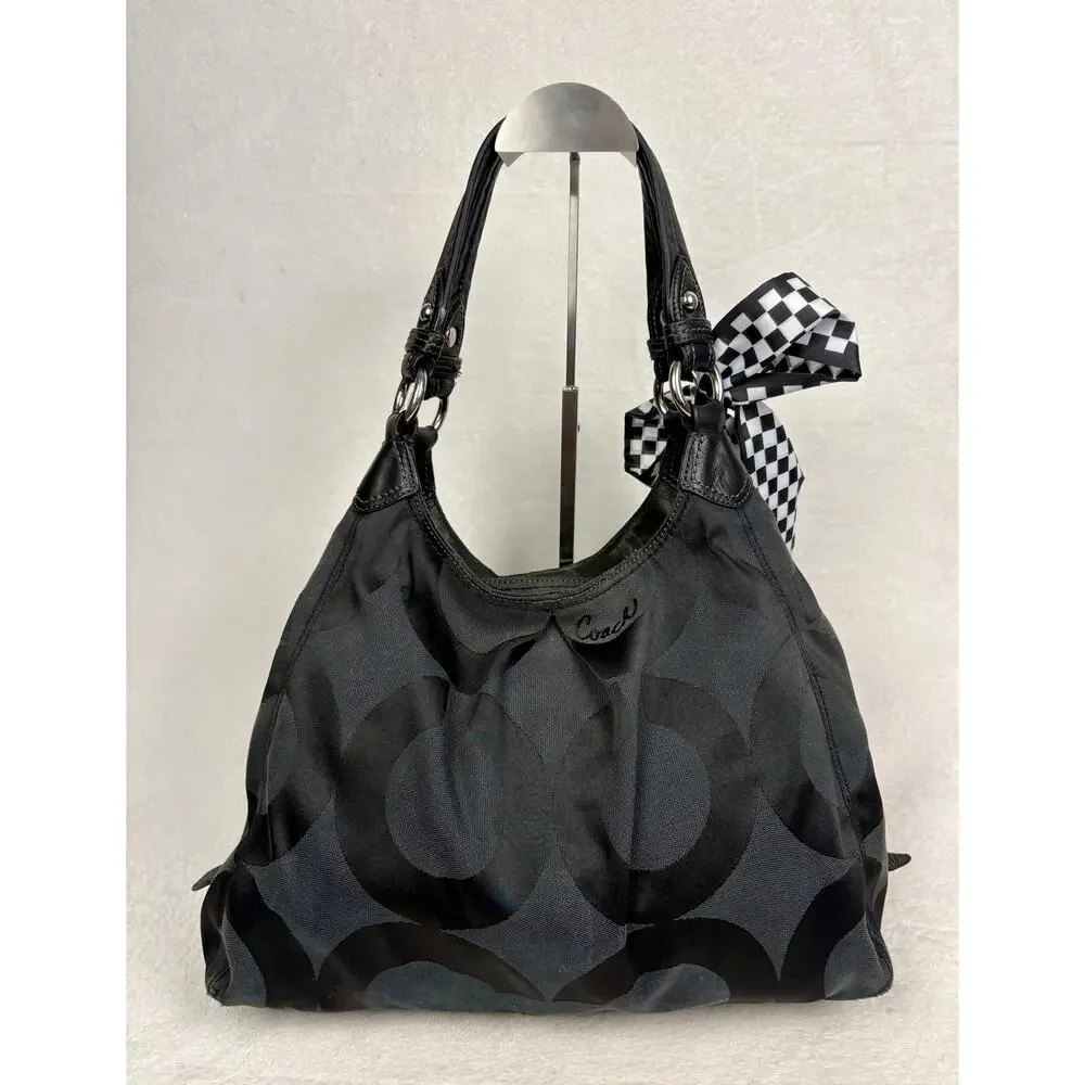Coach Y2K Madison Op Art Sateen Maggie Shoulder Bag with Scarf